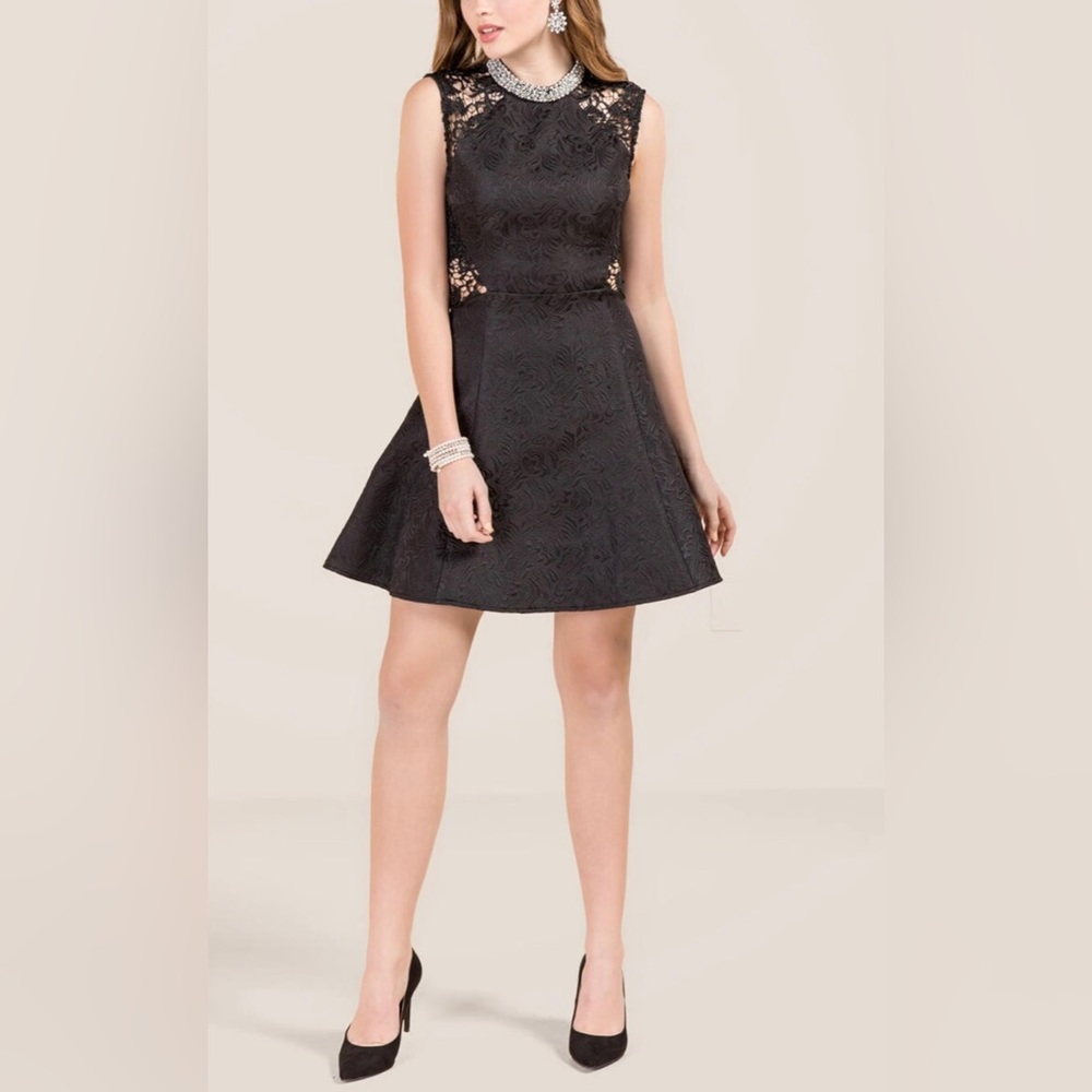Alanis Crochet Shoulder Fit and Flare Dress